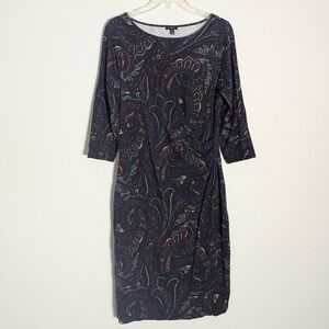 Talbots Women Wrap Dress Purple Paisley Midi Whimsigoth Dark Academia LP Large P